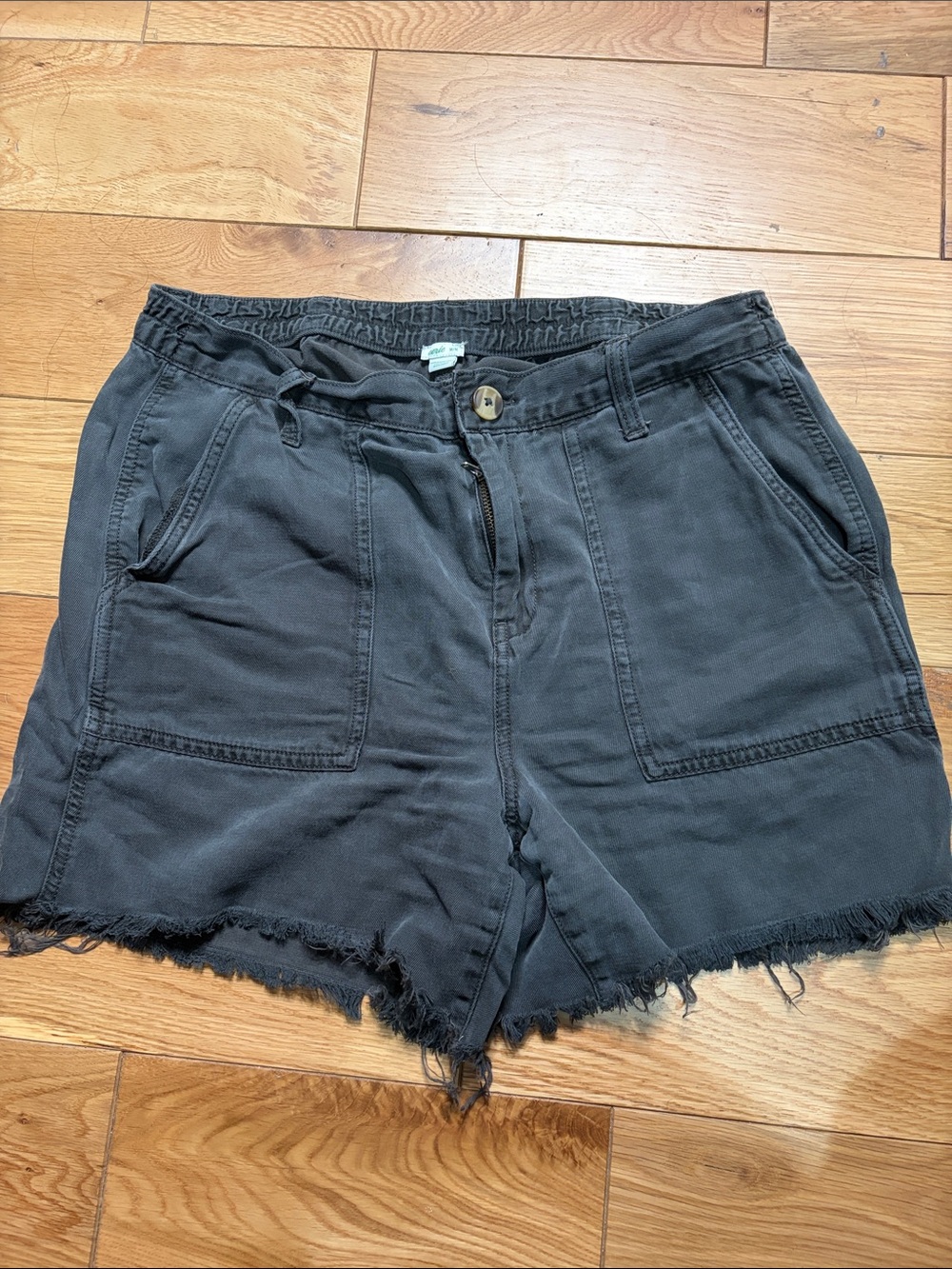 aerie Black Frayed Hem Bermuda Shorts